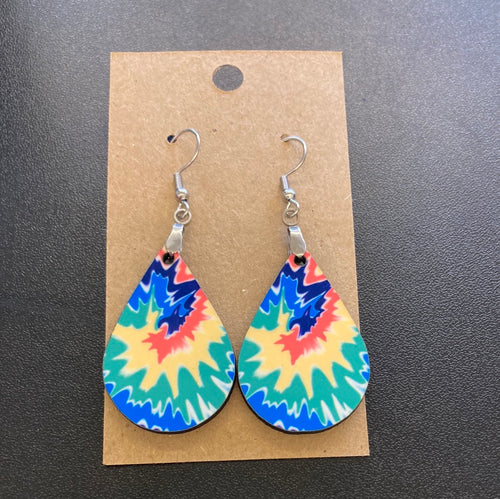 Tie Dye 3 Tear Drop Earrings