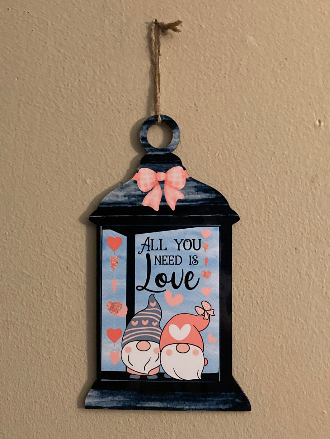 All You Need Is Love (L02) - Lantern Shape Wall Hanging Sign - Medium