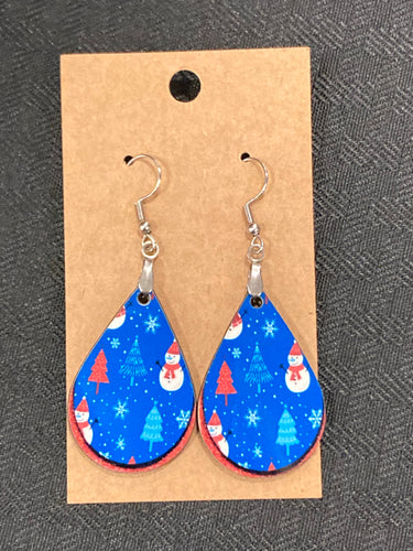 Snowman Trees and Snowflakes (TD19) - Tear Drop Earrings