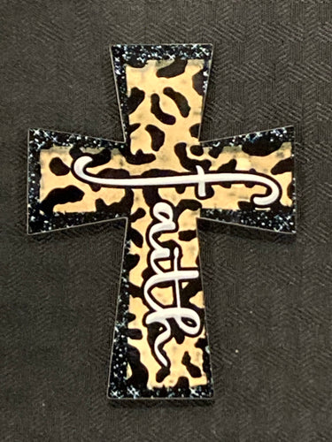 Faith Print White - Cross Magnet