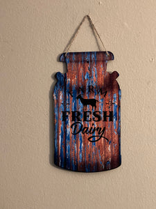 Farm Fresh Dairy Goat - Milk Can Shape Wall Hanging Sign - Medium