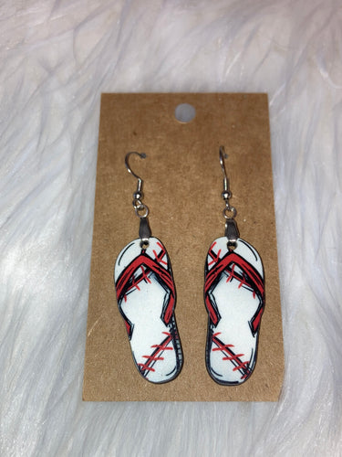 Baseball (FF45) - Flip Flop Earrings 1.5