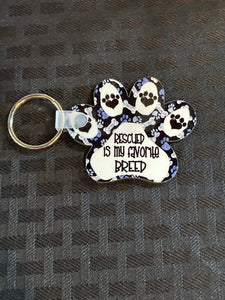 Rescued is my Favorite Breed (PP04) - Paw Print Keychain