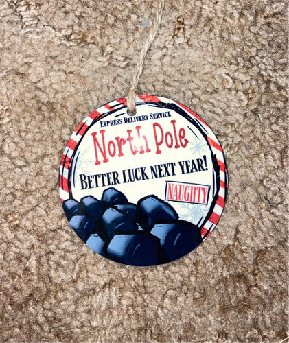 North Pole Naughty Coal -  Round Ornament