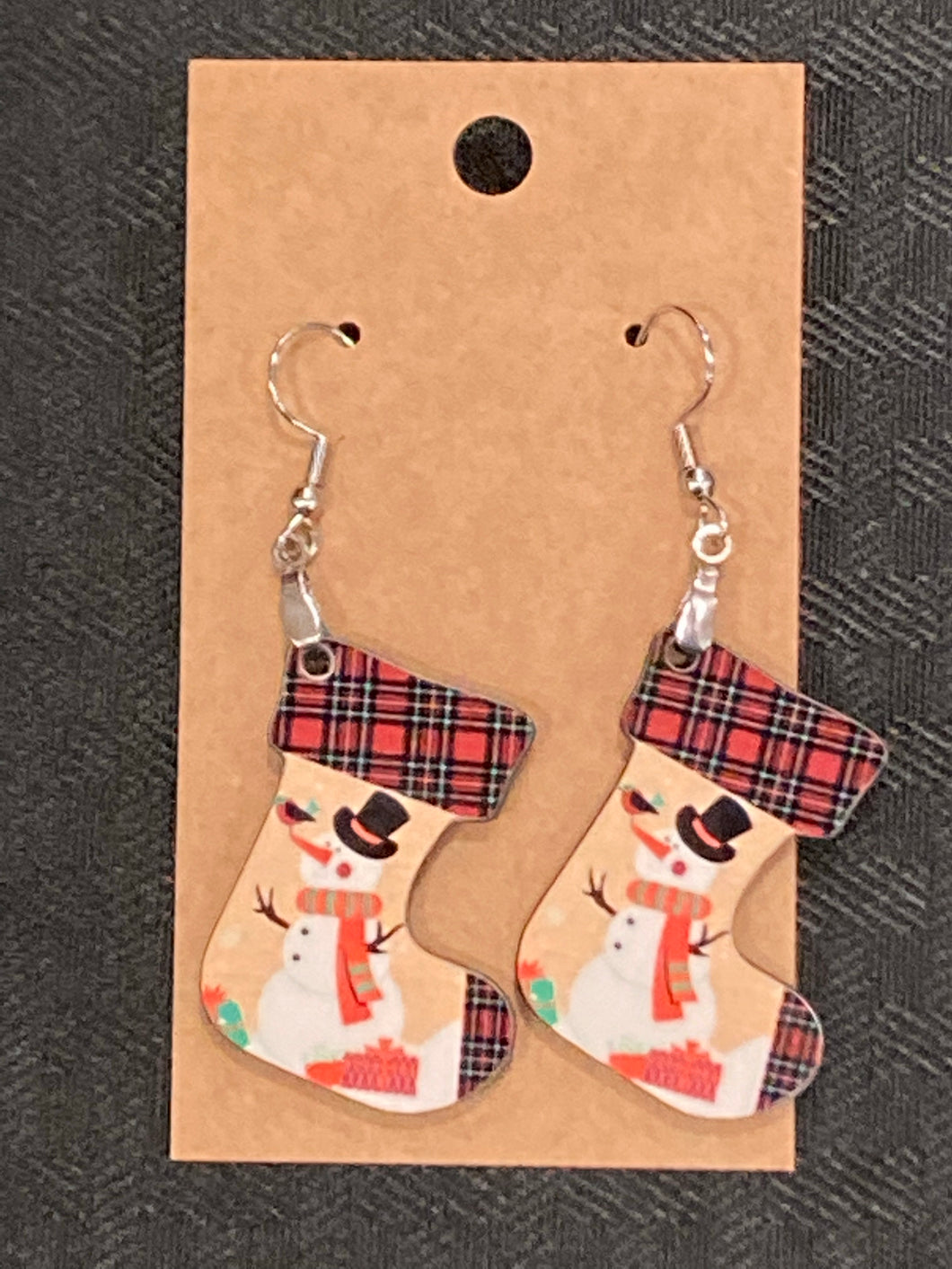 Snowman with Top Hat (ST08) - Stocking Earrings