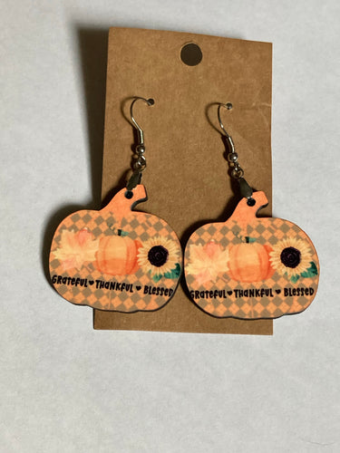 Grateful Thankful Blessed (PU01) - Pumpkin Earrings 1.5