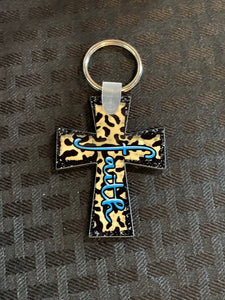 Faith Blue Print (CR01) -  Cross Keychain