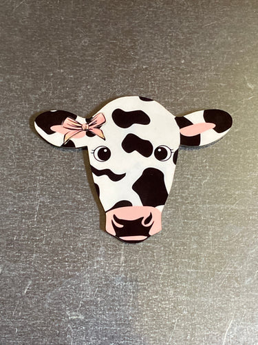 Black and White with Pink Bow - Cow Head Magnet