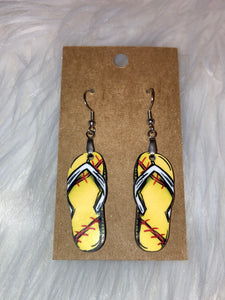 Softball (FF61) - Flip Flop Earrings 1.5"