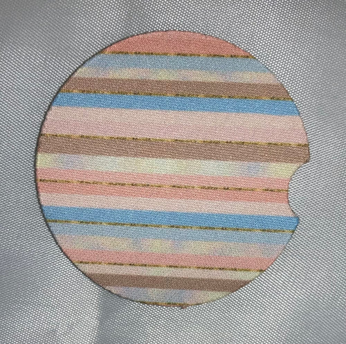 Car Coaster - Pink Blue Gold Stripes - CC32