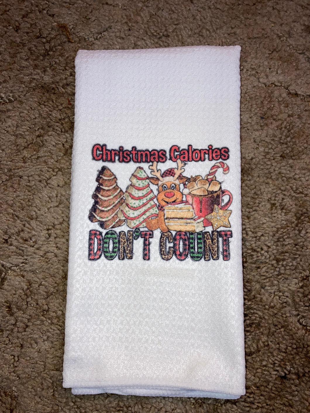 Christmas Calories Don't Count Waffle Towel