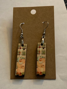 Plaid Pumpkin (BE10) -  Bar Shape Earrings - 1.5"