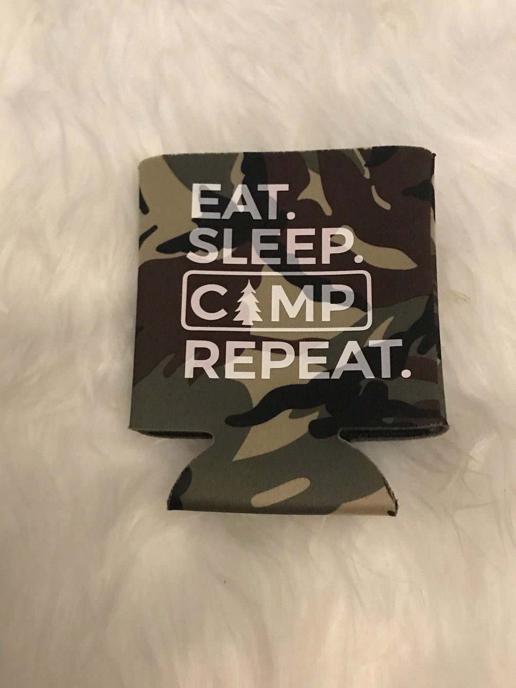 Eat Sleep Camp Repeat Can Cooler