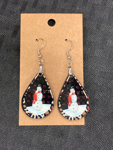 Print Snowman (TD13) - Tear Drop Earrings