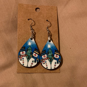 Snowmen Tree - Tear Drop Earrings