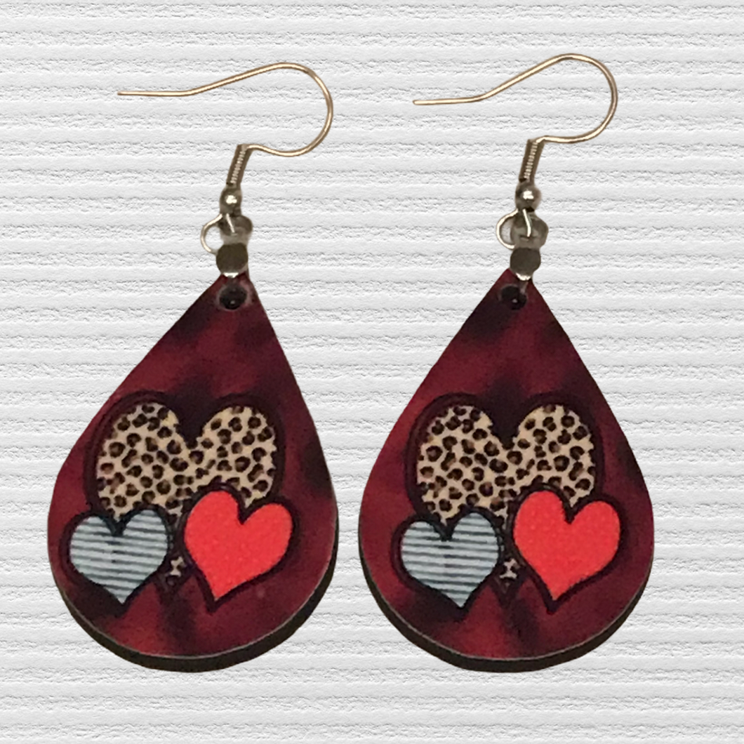 Multi Heart Tear Drop Earrings