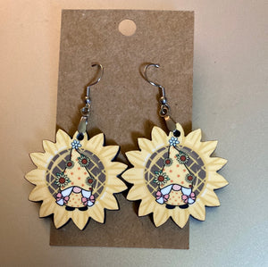 Gnome (SF07) - Sunflower Earrings 1.5"