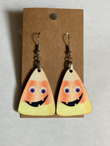 Candy Corn Face (C02) - Candy Corn Earrings 1.5"