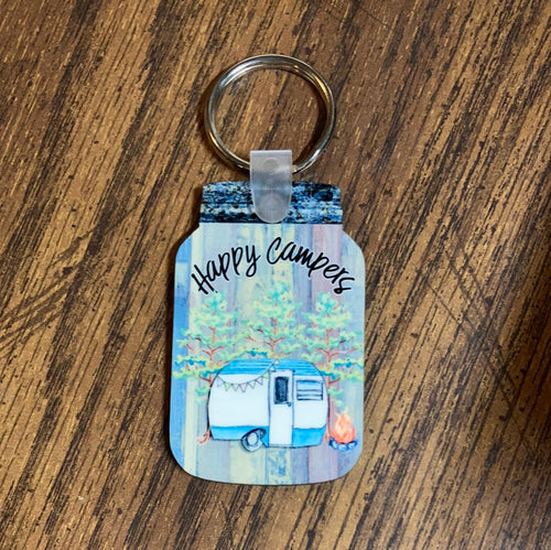 Happy Campers (MJ07) - Mason Jar Keychain