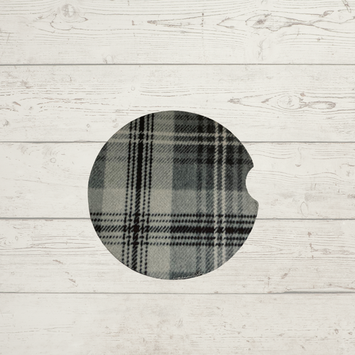 Car Coaster - Black and White Plaid - CC31