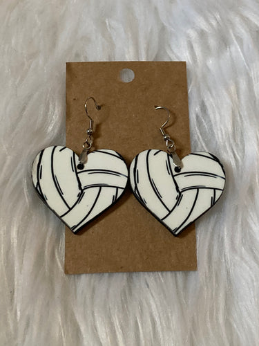 Volleyball - Heart Earrings