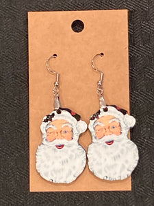 Santa Red and Black (SH02) - Santa Head Earrings