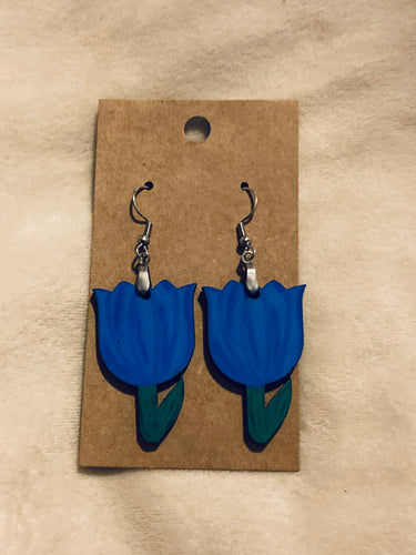 Blue (T07) Tulip Shape Earrings - 1.5”