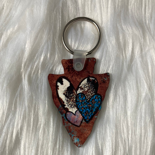 Multiprint Hearts (AH13) - Arrowhead Keychain