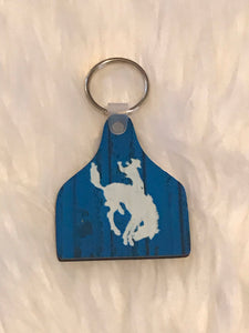 Bucking Bronco (CT03) Cow Tag Shape Keychain