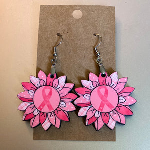 Breast Cancer (SF03) - Sunflower Earrings 1.5"