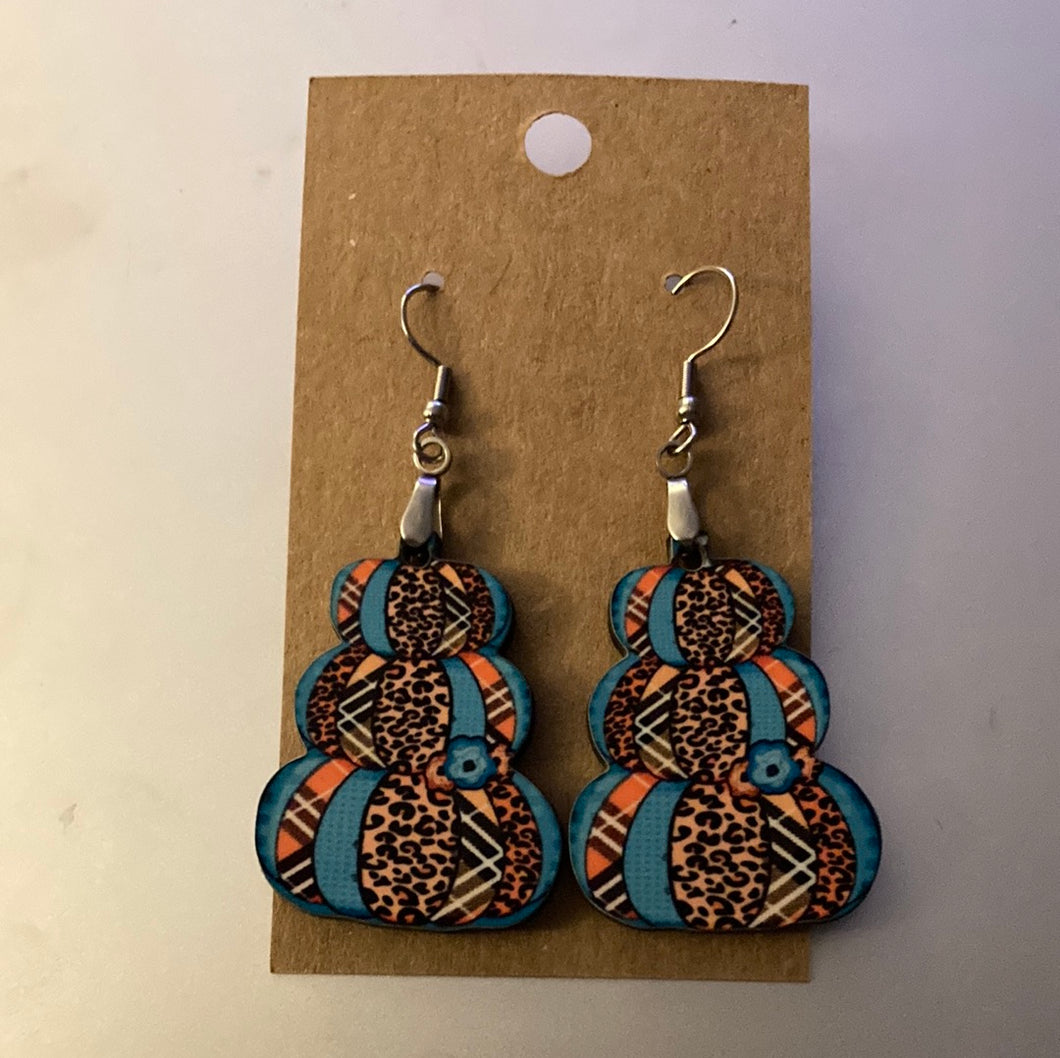 Multi Print (SP06) - Stacked Pumpkins Earrings