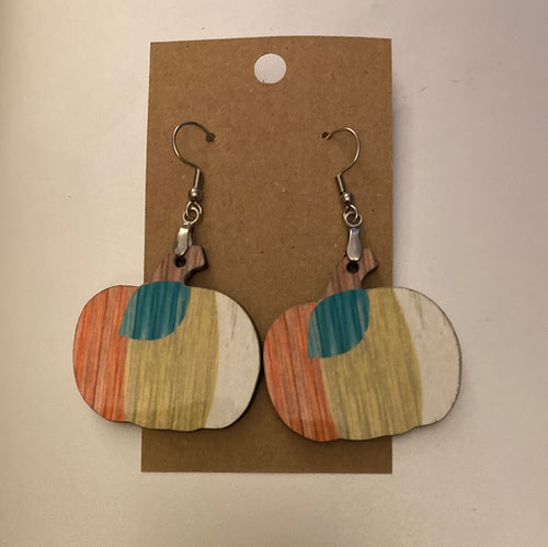 Wood Pumpkin (PU15) - Pumpkin Earrings 1.5