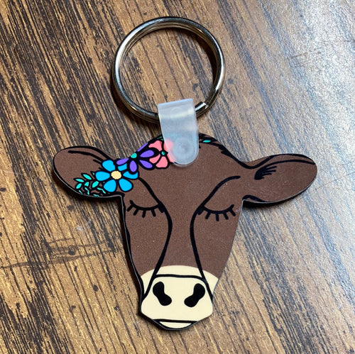 Brown Cow (CH02) - Cow Head Keychain