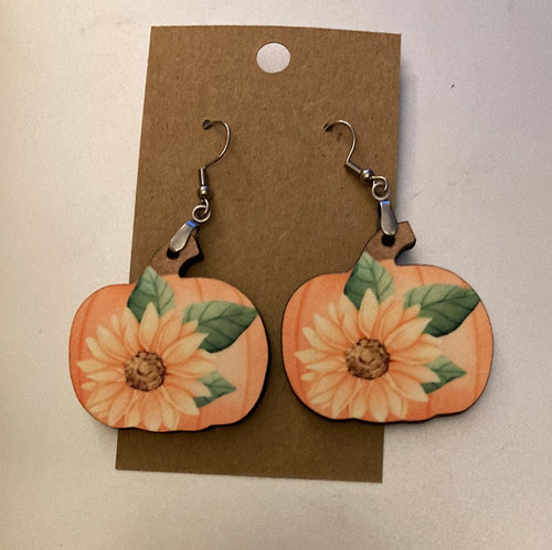 Sunflower Pumpkin (PU14) - Pumpkin Earrings 1.5