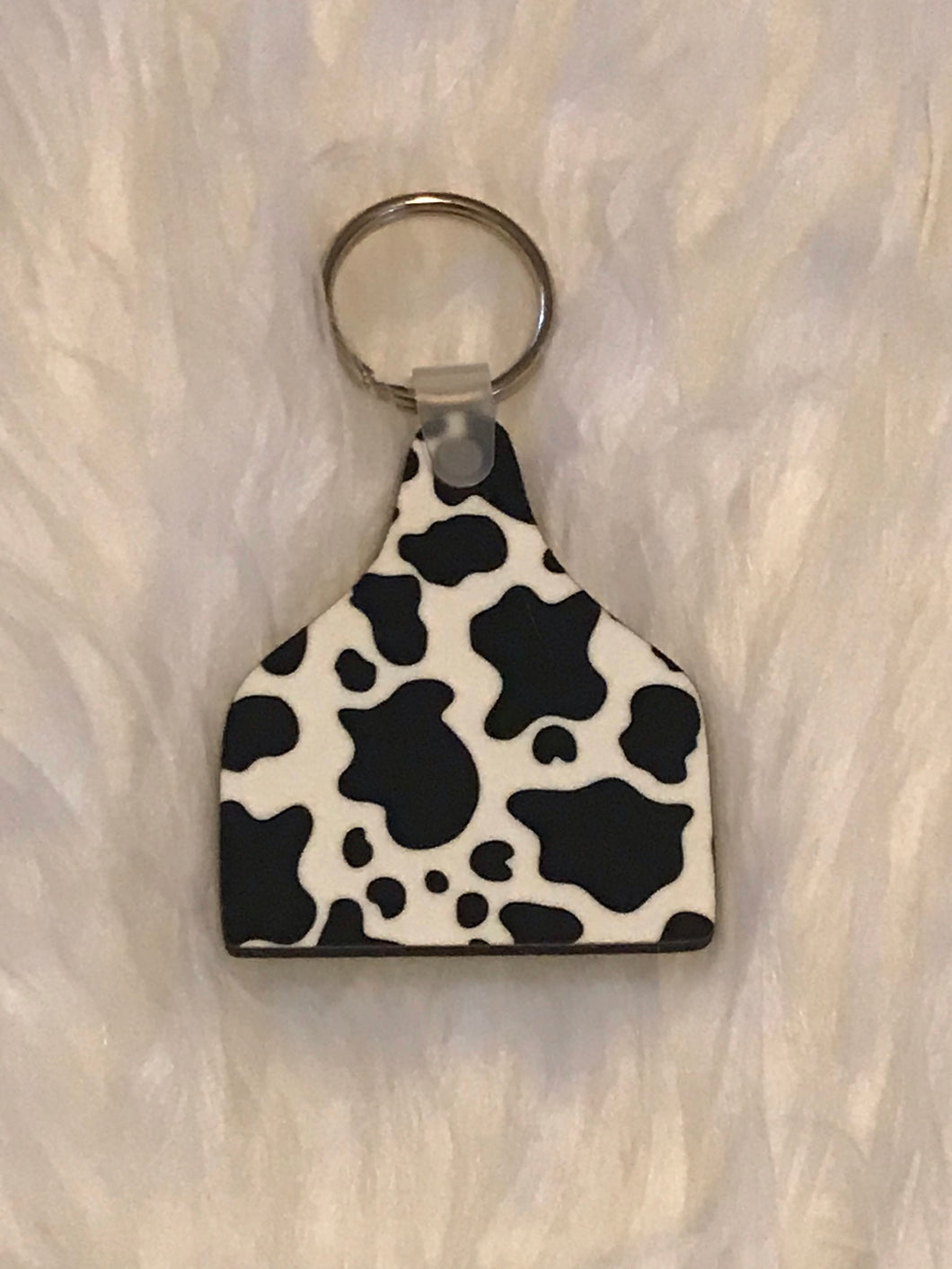 Cow Print (CT04)  - Cow Tag Shape Keychain