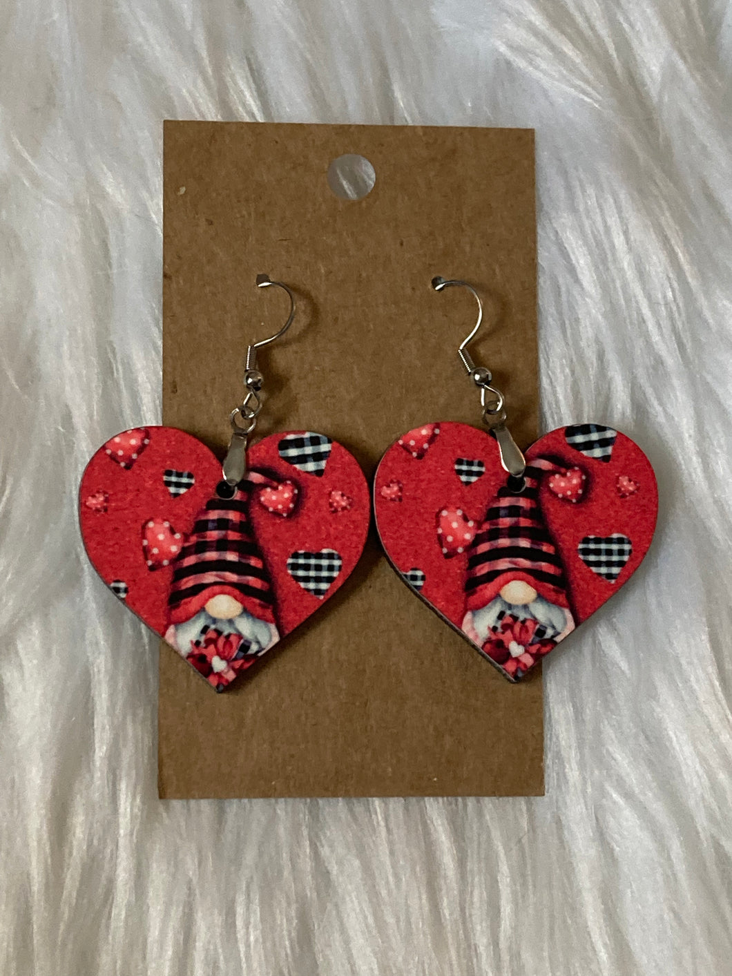 Gnome Hearts and Flowers - Heart Earrings