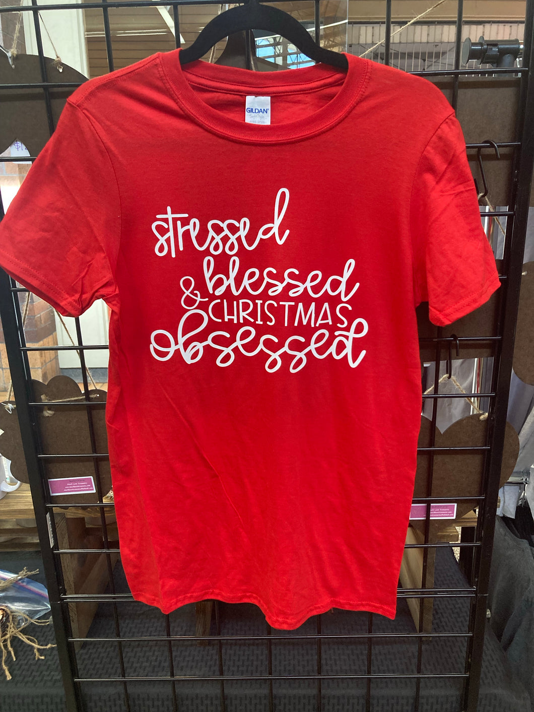 Stressed Blessed and Christmas Obsessed Adult T-shirt