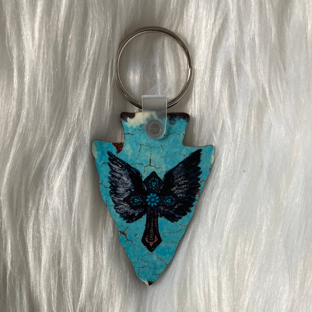 Wings Cross (AH02)- Arrowhead Keychain