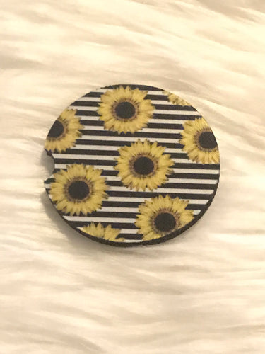 Car Coaster - Stripe with Sunflowers - CC24