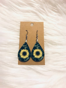 Camo with Sunflower (TD30) Tear Drop Earrings