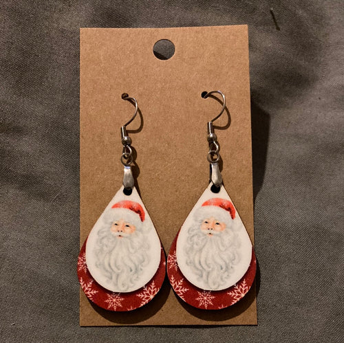 Santa 2 Tier Looking-  Tear Drop Earrings