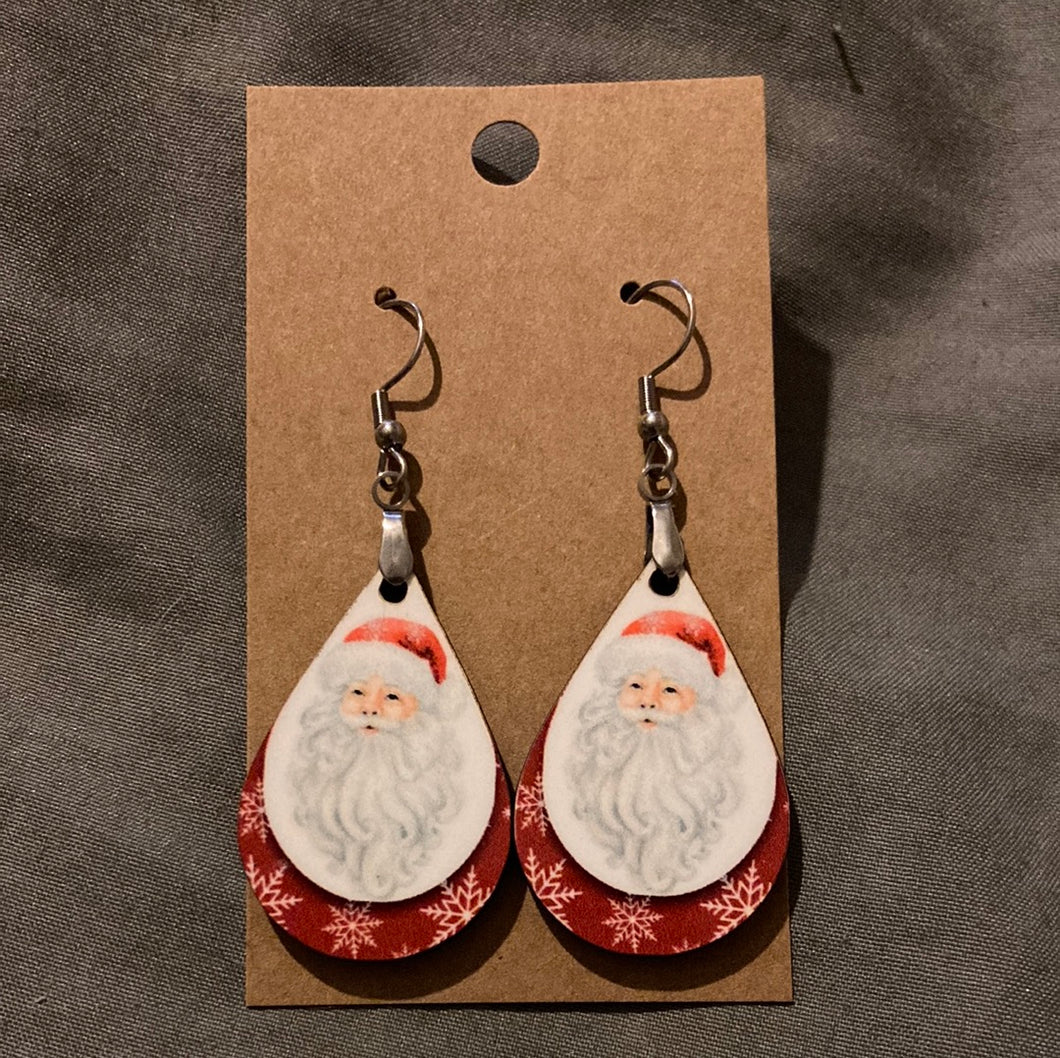 Santa 2 Tier Looking-  Tear Drop Earrings