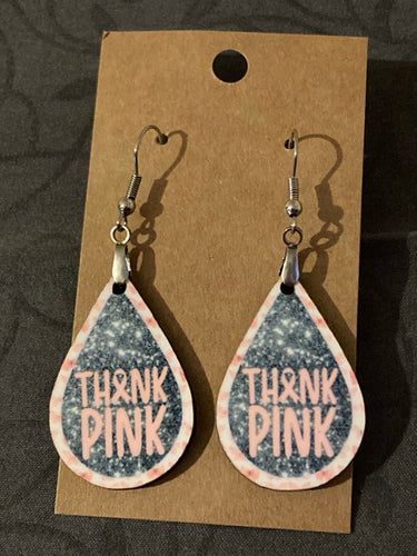 Think Pink (TD42) Tear Drop Earrings