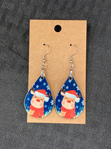 Reindeer with Snowflakes (TD15) - Tear Drop Earrings