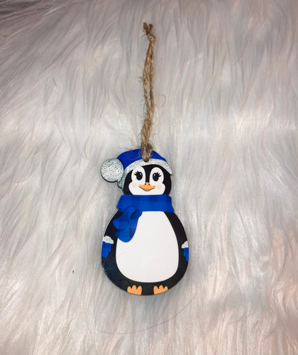 Blue Scarf Penguin Ornament