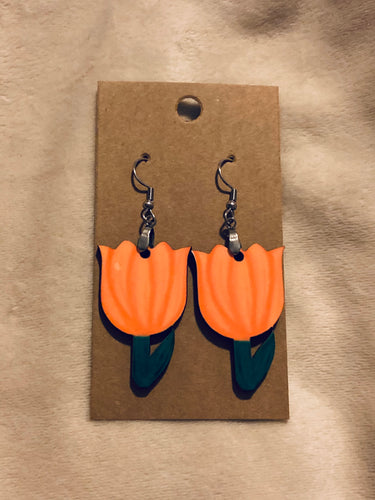 Orange (T05) Tulip Shape Earrings - 1.5”