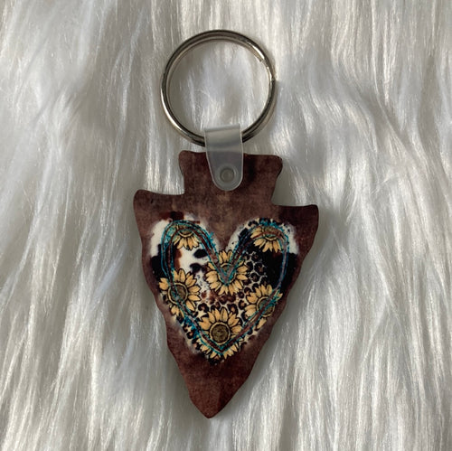 Print Sunflower Heart (AH03) - Arrowhead Keychain