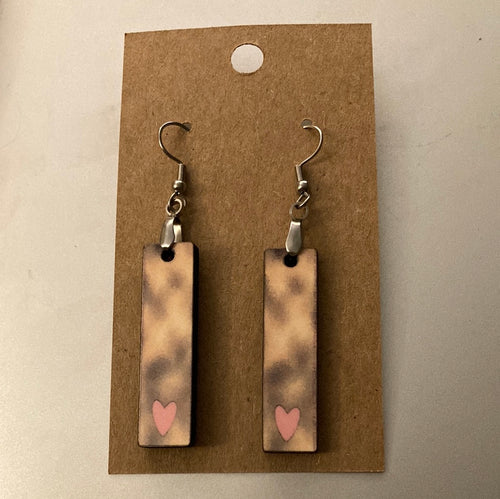 Valentine Pink and Foil (BE42) -  Bar Shape Earrings - 1.5