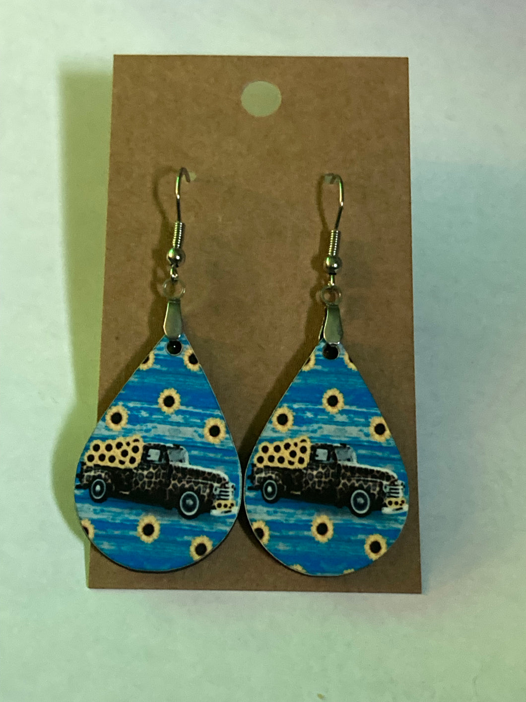 Sunflower Truck (TD39) - Tear Drop Earrings