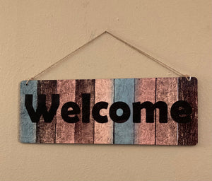 Welcome (RC01) Rectangle Wall Hanging Sign - Large